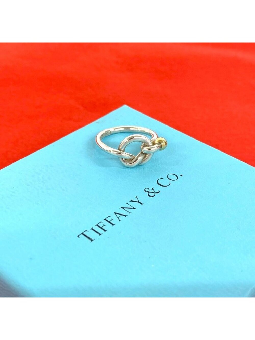 Tiffany & Co Vintage Love Knot Ring 925 Sterling Silver Gold